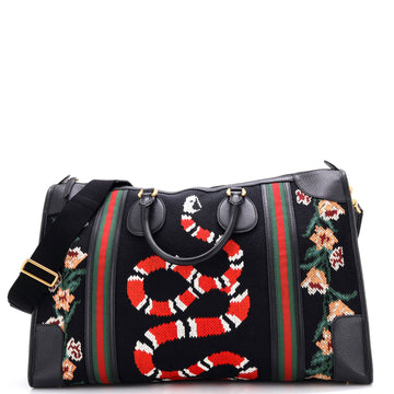 Gucci Needlepoint Web Weekender Bag Embroidered Canvas Large