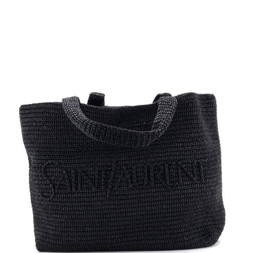 Saint Laurent Logo Supple Tote Embroidered Raffia