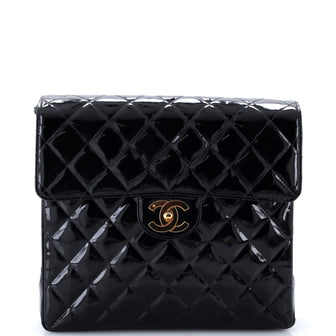 Chanel Vintage Classic Flap Backpack Quilted Patent Medium