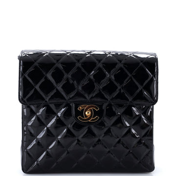 Chanel Vintage Classic Flap Backpack Quilted Patent Medium