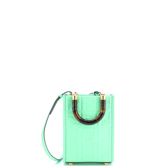 Fendi Sunshine Shopper Tote Zucca Embossed Leather Mini