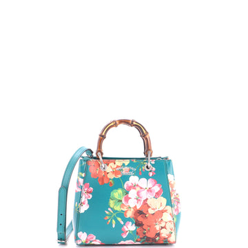 Gucci Bamboo Shopper Tote Blooms Print Leather Mini