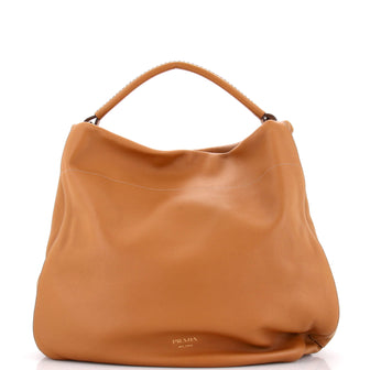 Prada Rolle Hobo Soft Grain Leather Large
