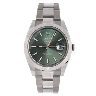 Rolex Oyster Perpetual Datejust Mint Green Automatic Watch Stainless Steel 41
