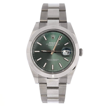 Rolex Oyster Perpetual Datejust Mint Green Automatic Watch Stainless Steel 41