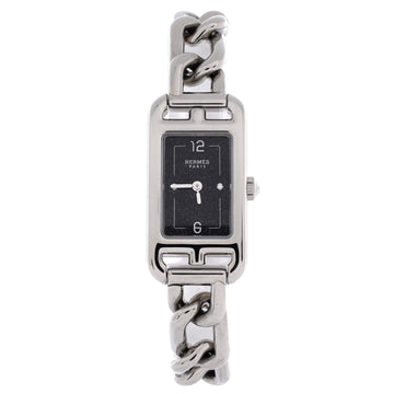 Hermes Nantucket Quartz Watch Stainless Steel with Aventurine Dial and Diamond Markers 17