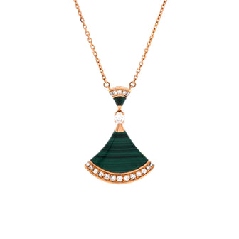 Bvlgari Divas' Dream Pendant Necklace 18K Rose Gold with Malachite and Diamonds Large
