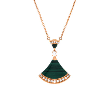 Bvlgari Divas' Dream Pendant Necklace 18K Rose Gold with Malachite and Diamonds Large