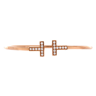 Tiffany & Co. T Wire Bracelet 18K Rose Gold with Diamonds