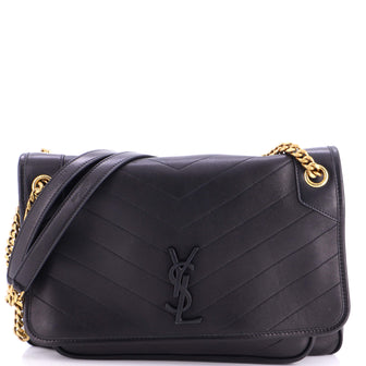 Saint Laurent Niki Chain Flap Bag Matelasse Chevron Leather Large