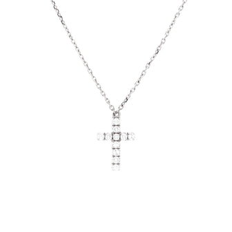 Cartier Cross Pendant Necklace 18K White Gold with Diamonds
