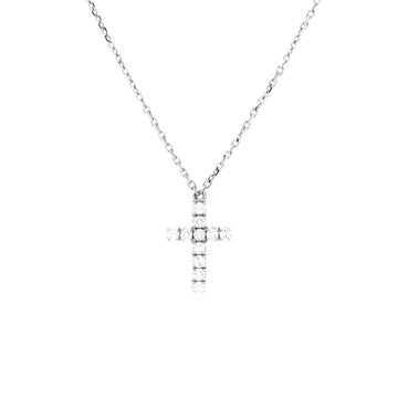 Cartier Cross Pendant Necklace 18K White Gold with Diamonds