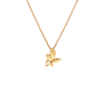 Tiffany & Co. Paloma Picasso Olive Leaf Pendant Necklace 18K Yellow Gold with Diamond Mini