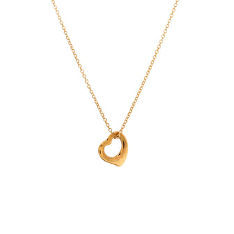 Tiffany & Co. Elsa Peretti Open Heart Pendant Necklace 18K Yellow Gold 11mm