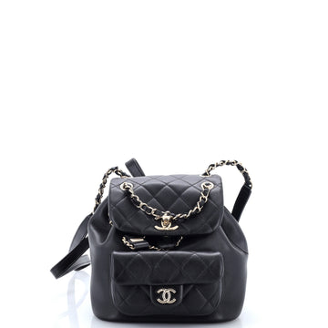 Chanel Duma Drawstring Backpack Quilted Leather Small