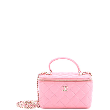 Chanel Classic Top Handle Vanity Case with Chain Quilted Lambskin Small