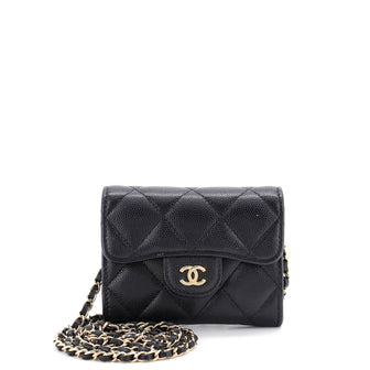 Chanel Classic Flap Clutch with Chain Quilted Caviar Small