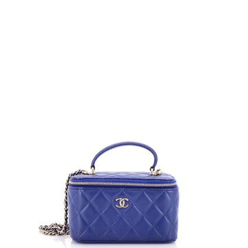 Chanel Classic Top Handle Vanity Case with Chain Quilted Lambskin Small