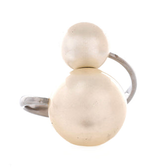 Chanel Double Pearl Cuff Bracelet Metal and Faux Pearls