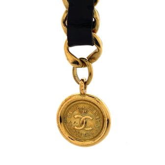 Chanel Vintage Medallion Chain Belt Metal and Leather