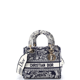 Christian Dior Lady D-Lite Bag Embroidered Canvas Medium