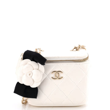 Chanel Camellia Bow Vanity Case with Chain Quilted Lambskin Mini