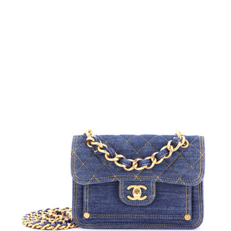 Chanel Double You CC Flap Bag Quilted Denim Medium