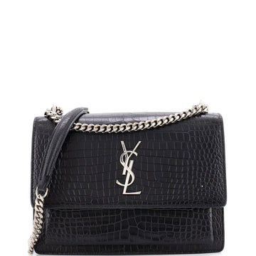 Saint Laurent Sunset Crossbody Bag Crocodile Embossed Leather Medium