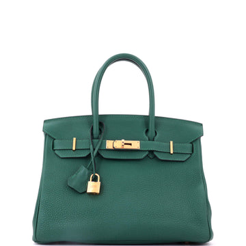 Hermes Birkin Handbag Green Togo with Gold Hardware 30
