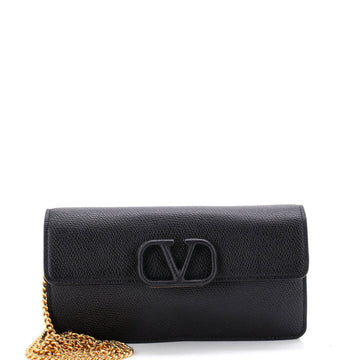 Valentino Garavani VLogo Signature Wallet on Chain Leather Long