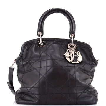 Christian Dior Granville Satchel Cannage Quilt Leather Medium