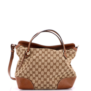 Gucci Bree Convertible Top Handle Bag GG Canvas with Leather Medium