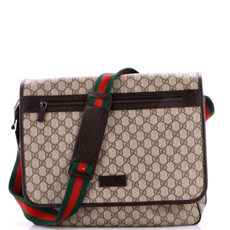 Gucci Web Strap Messenger Bag GG Coated Canvas Large