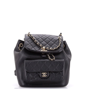 Chanel Duma Drawstring Backpack Quilted Leather Large
