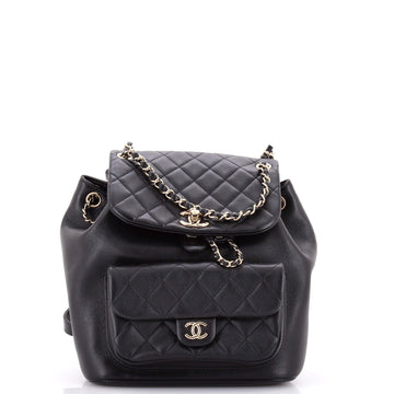 Chanel Duma Drawstring Backpack Quilted Leather Large