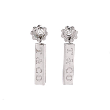 Tiffany & Co. Bar Drop Earrings 18K White Gold with Diamond