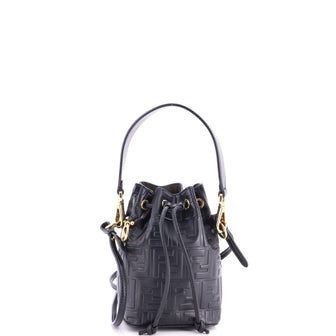 Fendi Mon Tresor Bucket Bag Zucca Embossed Leather Mini