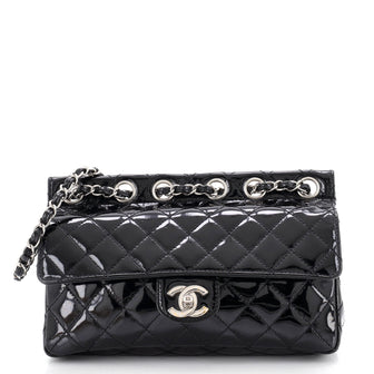 Chanel Chain Through Flap Bag Quilted Patent Medium