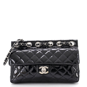 Chanel Chain Through Flap Bag Quilted Patent Medium