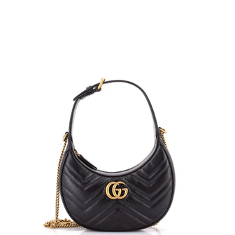 Gucci GG Marmont Half Moon Hobo Matelasse Leather Mini
