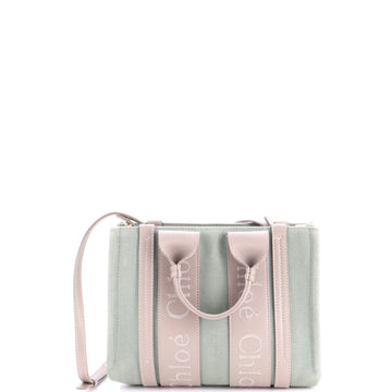 Chloe Woody Convertible Tote Linen and Leather Small