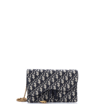 Christian Dior Saddle Chain Clutch Oblique Canvas
