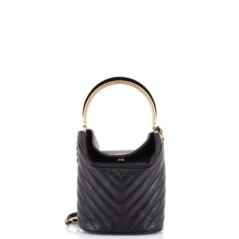 Chanel Handle with Chic Bucket Bag Chevron Lambskin