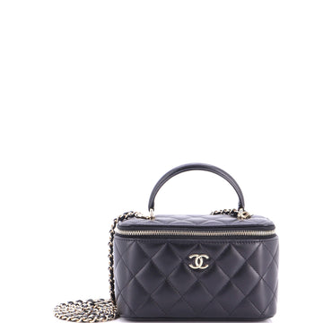 Chanel Classic Top Handle Vanity Case with Chain Quilted Lambskin Small