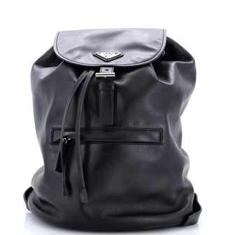Prada Front Zip Drawstring Backpack Soft Calf Medium