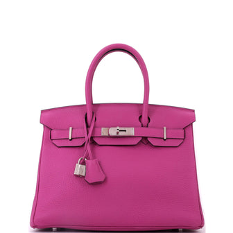 Hermes Birkin Handbag Pink Togo with Palladium Hardware 30