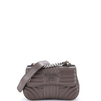 Prada Curved Flap Chain Shoulder Bag Diagramme Quilted Leather Small