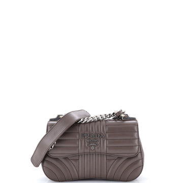 Prada Curved Flap Chain Shoulder Bag Diagramme Quilted Leather Small
