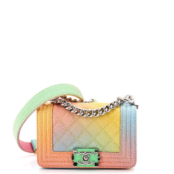 Chanel Rainbow Boy Flap Bag Quilted Painted Caviar Mini