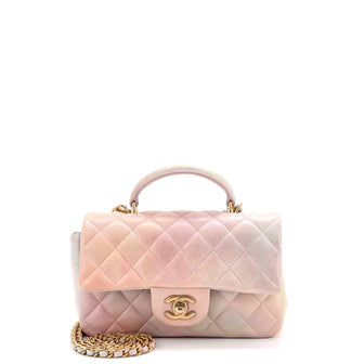 Chanel Classic Single Flap Top Handle Bag Quilted Ombre Lambskin Mini